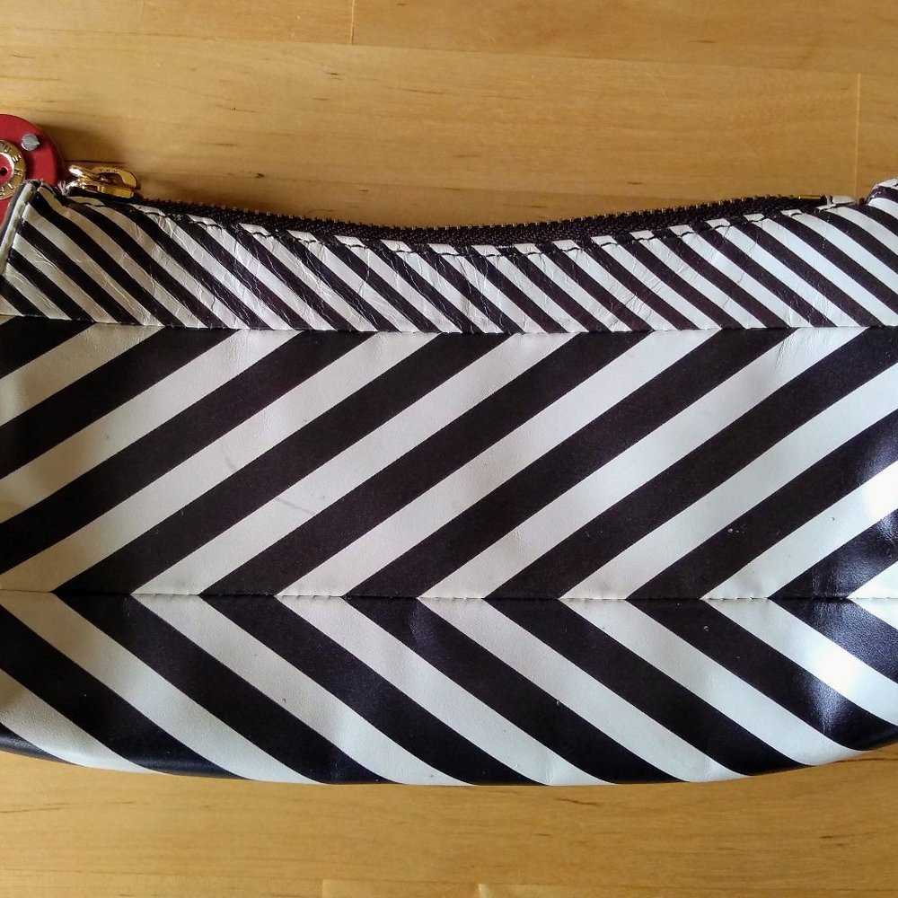Henri Bendel Brown White Stripe Clutch